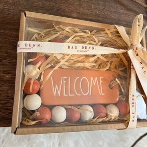 RAE DUNN WELCOME CERAMIC GARLAND NEW HTF RD KITCHEN HOME